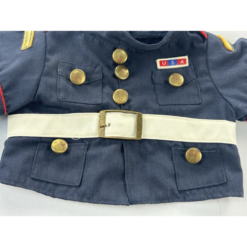 Build-A-Bear 2014 USA Military Uniform Navy Gold Buttons White Belt Shirt - Picture 3 of 8